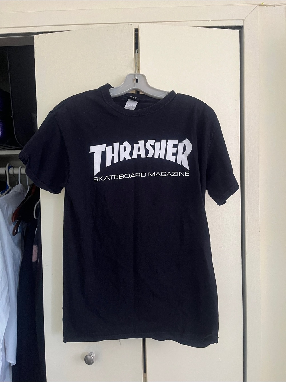 Thrasher Black Tee with White Logo
